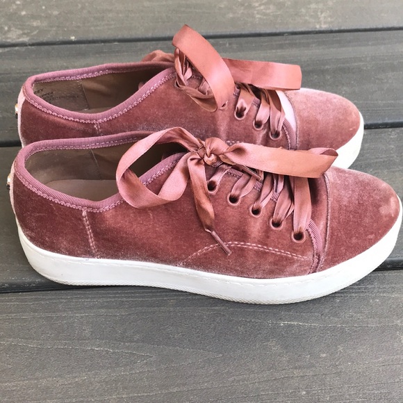 Steve Madden pink velvet platform sneakers